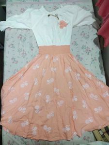 Peach Floral Midi Dress