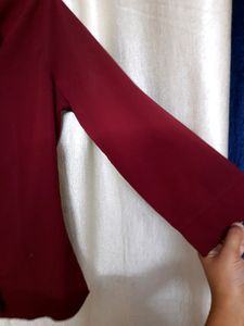 Maroon Formal Shirt For Women XS