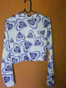 Heart Print Crop Top