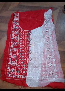 Red and white Embroidered neck patch  ne