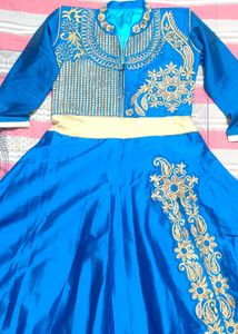 Blue Embroidered Ethnic Dress