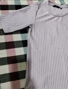 Lilac Ribbed Short Sleeve Top