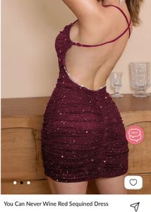 Backless Wine Red Sequined Dress