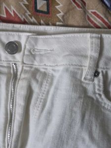 M&amp;S UK 14 White Denim Midi Skirt
