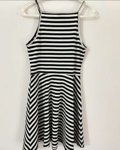 H&amp;M Striped Mini Dress With Halter Neck .
