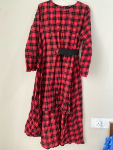 Red check dress