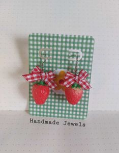 Strawberry Red Bow Earrings
