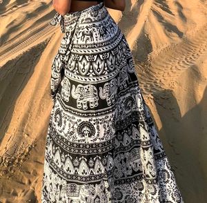 Elephant Print Maxi Wrap Up Skirt