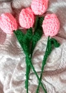 Crochet Pink Tulip 🌷 Bouquet Pack Of 4