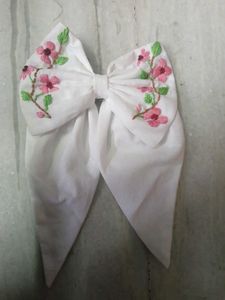 Handmade Embroidered Floral Hair Bow