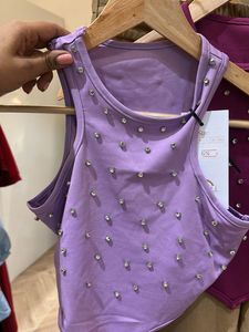 Purple Embellished Tank Top