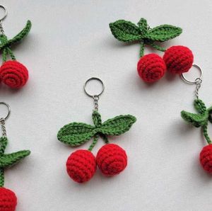Crochet Cherry Keychain