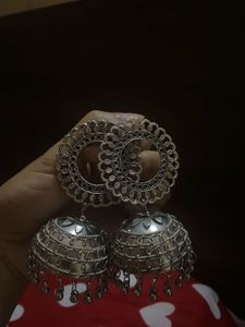 Silver Jhumka Earrings