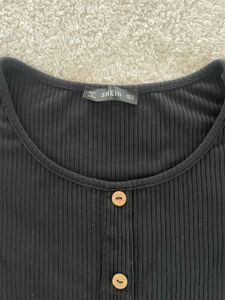 Cute Black Tie-Front Top