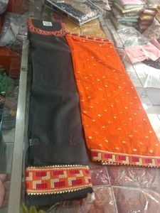 Black & Orange Unstitched Suit