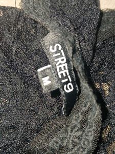 Street 9 Black Lace Top