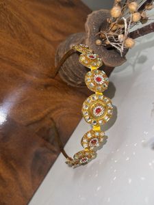 Elegant Gold &amp; Red Gemstone Headband