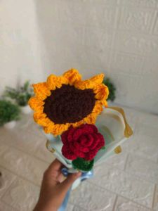 Crochet Sunflower & Rose Bouquet