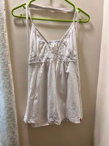 White Lace Trim Tank Top