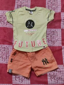 tshirt half denim pant set