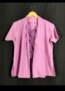 Lavender Front Embroidered Top
