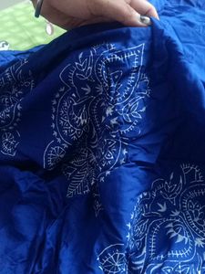 Blue Printed Kurta Set With Leggi
