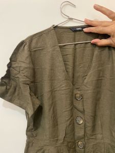 Olive Green Button-Down Dress