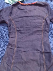 Denim Embroidered Kurti