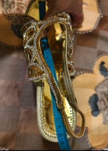 👠BRIDAL GOLDEN  Sandals AMAZING STONED NEW❗💛