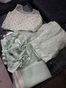 Sparkling Lehenga Choli Set Pista Green