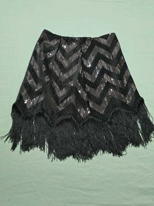 ZARA Sequined Fringe Skirt