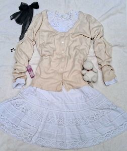 koeean Cute frock &amp; Cardigan Set aesthetic dress