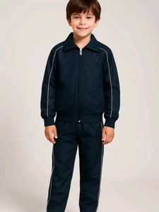 Black Track Pant Suit-  Zip Up