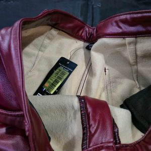 Burgundy |cherry red Faux Leather Pants|korean