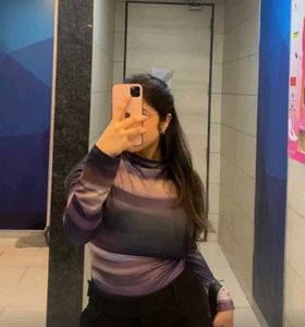 Purple Color Printed Crop Top
