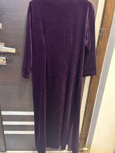 Purple Velvet Embroidered Dress