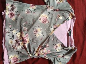 Floral Print Wrap Top