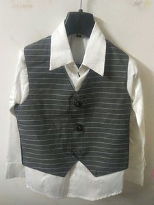 Striped Suit with Shirt,phant,vest