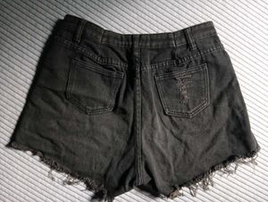 Ripped Black Denim Shorts