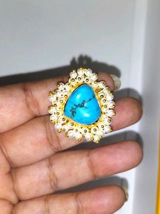 Coral and Turquoise Gemstone Rings(Set of 2)