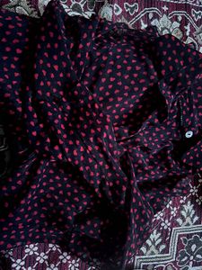 Heart Print Peplum Shirt