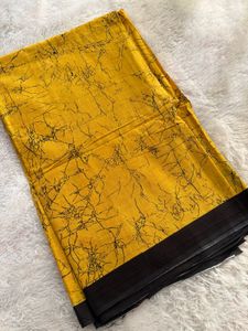 Brand New Pure Cotton Yellow Saree