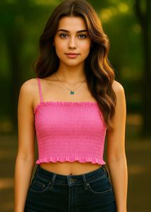 🎀Stylish Pink Stretchable Crop Top