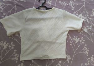 White V-Neck Short Sleeve Top