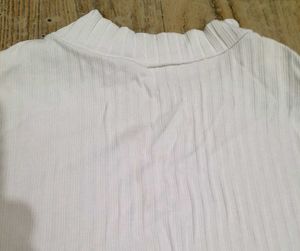 White Ribbed Knit Top