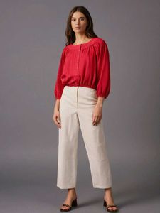 Solid Red Blouson Top