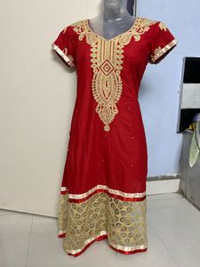 Pintrest Designer Embroidered Red Kurta