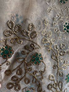 heavy embroidered net saree