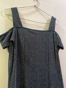 Chic shimmery Grey Cold Shoulder Dress