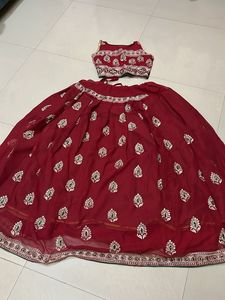 Maroon Embroidered Lehenga Choli Set
